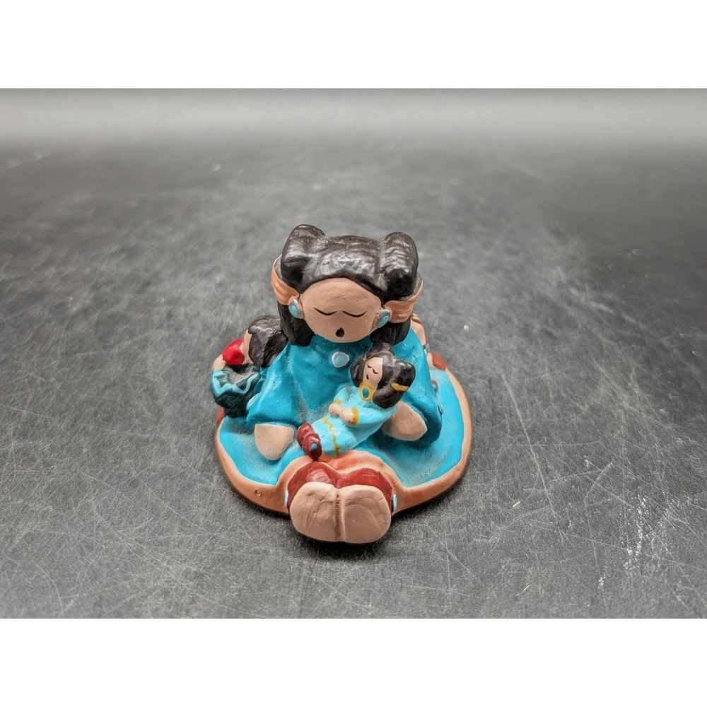 Vintage 1996 Signed Bernice Storyteller Figurine Southwest Clay Folk‎ Art 3"